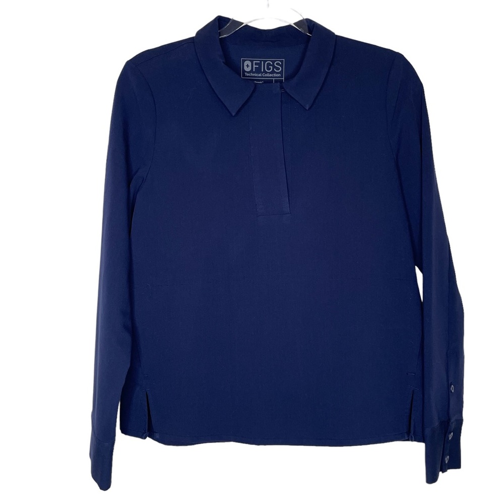 Figs Blue Technical Collection Watamu Scrub Top Long Sleeve Navy Blue Sz.S